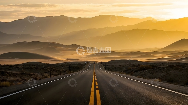 高清大图下载【趣麦麦图】傍晚穿过沙漠的公路6