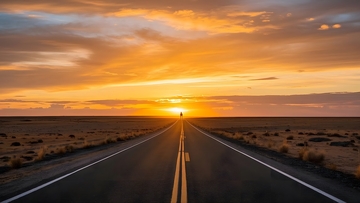 傍晚穿过沙漠的公路1