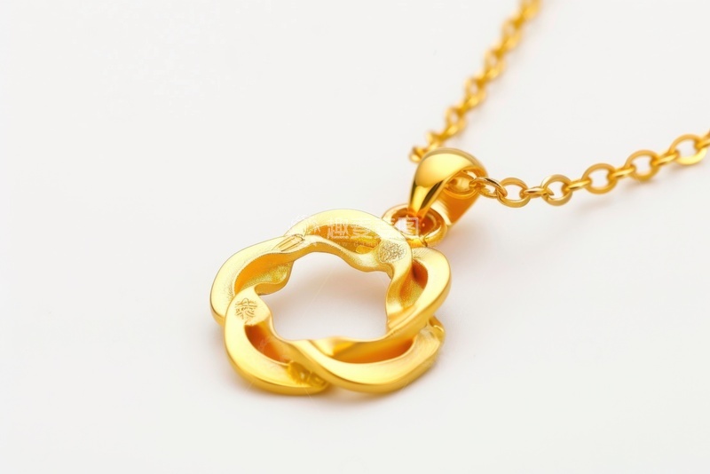 高清大图下载【趣麦麦图】一个黄金花形项链