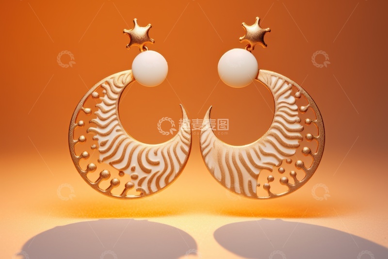 高清大图下载【趣麦麦图】一对黄金月亮耳饰