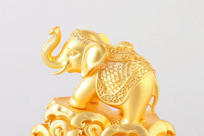高清大图下载【趣麦麦图】黄金大象装饰品