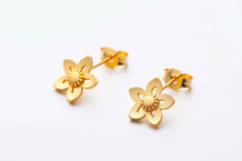 高清大图下载【趣麦麦图】一对梅花黄金耳饰