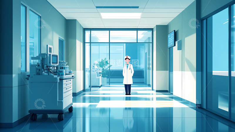 高清大图下载【趣麦麦图】创意卡通手绘医院的医生插画2