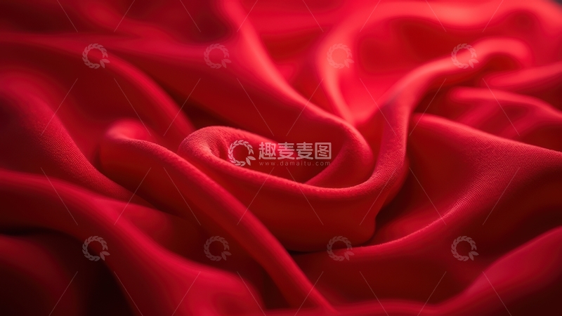 高清大图下载【趣麦麦图】大红色绸缎面料褶皱