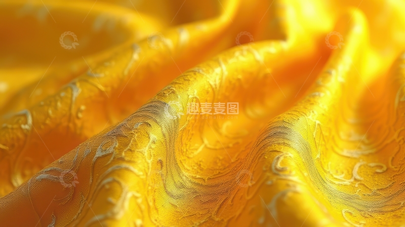 高清大图下载【趣麦麦图】金黄色提花丝绸面料