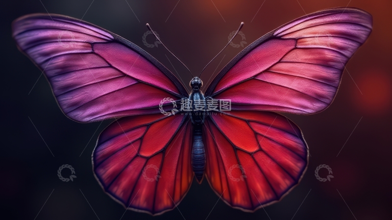 高清大图下载【趣麦麦图】红粉渐变蝴蝶