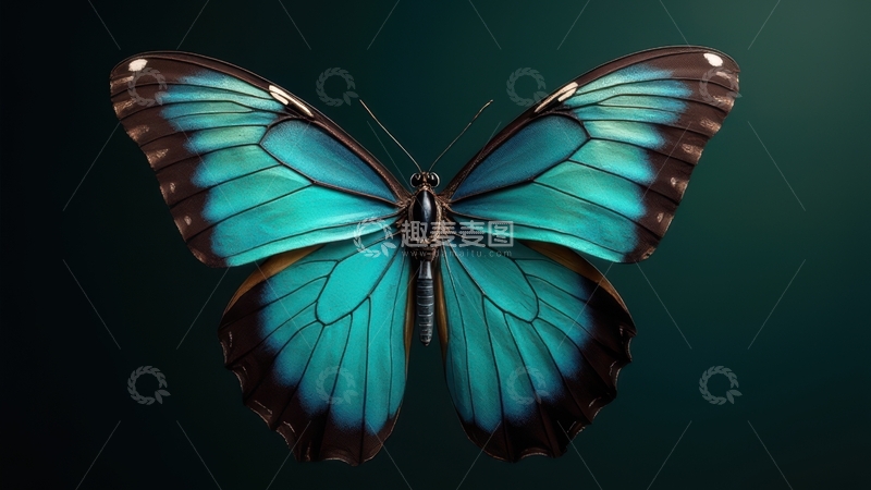 高清大图下载【趣麦麦图】蓝绿渐变蝴蝶1