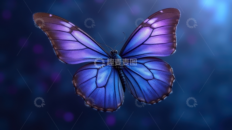 高清大图下载【趣麦麦图】蓝紫渐变蝴蝶