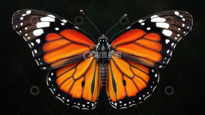高清大图下载【趣麦麦图】橙黑相间蝴蝶1