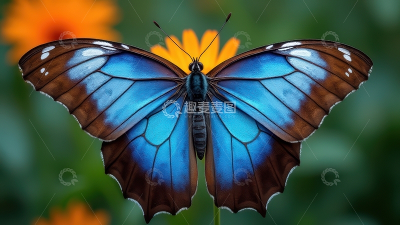 高清大图下载【趣麦麦图】蓝棕配色蝴蝶