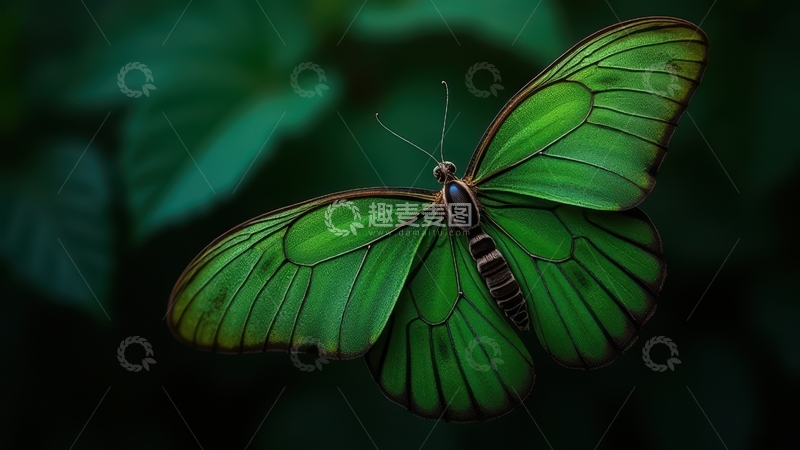 高清大图下载【趣麦麦图】绿色蝴蝶近景