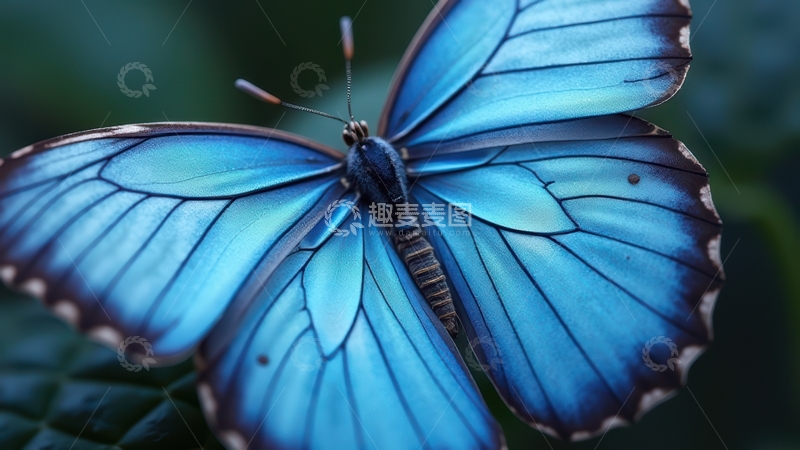 高清大图下载【趣麦麦图】蓝色蝴蝶特写镜头