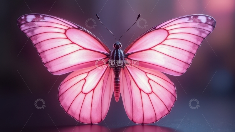 高清大图下载【趣麦麦图】粉色蝴蝶展翅照