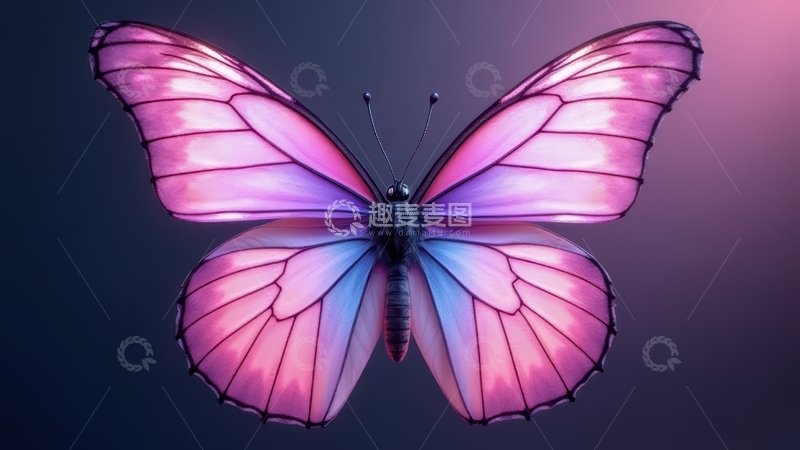 高清大图下载【趣麦麦图】粉紫渐变蝴蝶