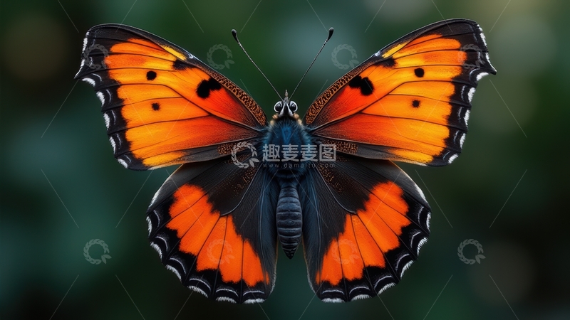 高清大图下载【趣麦麦图】橙黑花纹蝴蝶