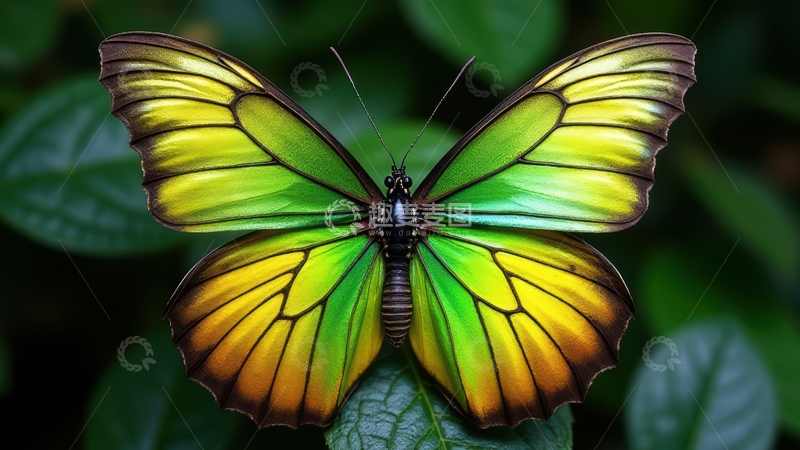 高清大图下载【趣麦麦图】黄绿相间蝴蝶