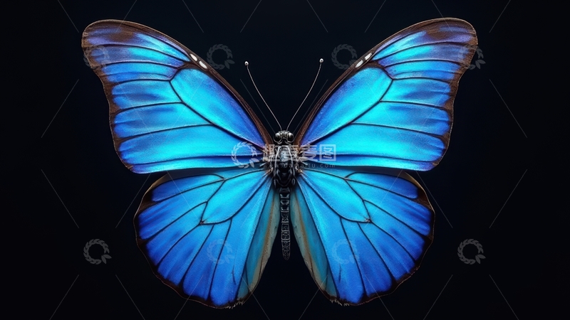 高清大图下载【趣麦麦图】深蓝背景蓝蝶