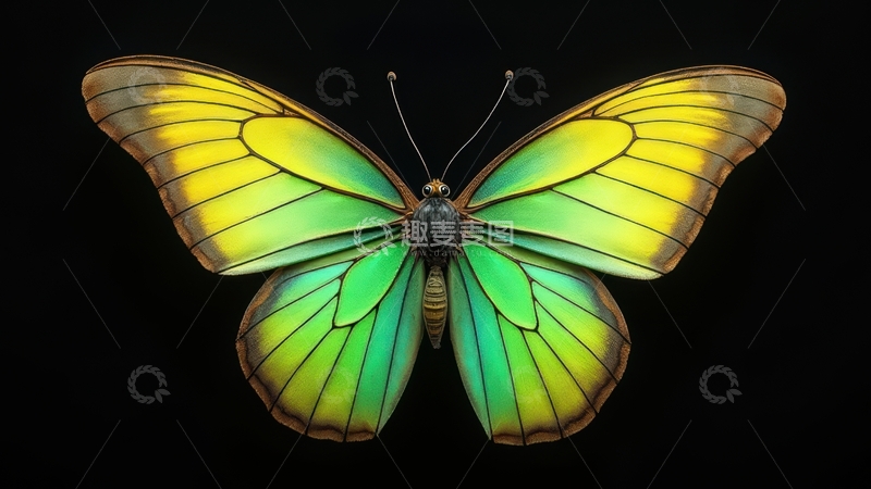 高清大图下载【趣麦麦图】黄绿配色蝴蝶