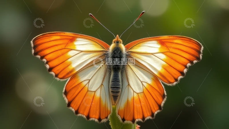 高清大图下载【趣麦麦图】橙白相间蝴蝶特写