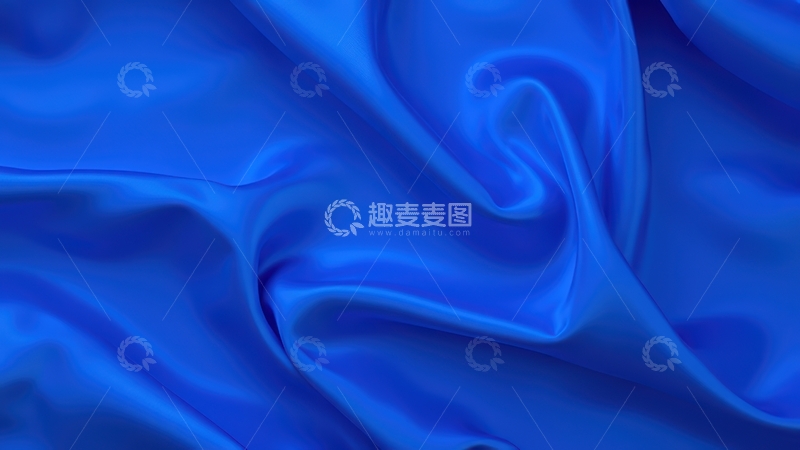 高清大图下载【趣麦麦图】宝蓝色丝绸面料褶皱