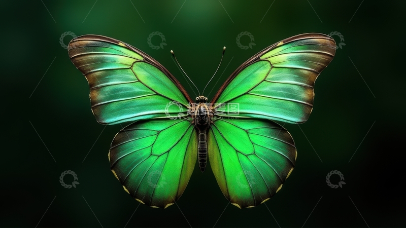 高清大图下载【趣麦麦图】绿棕配色蝴蝶