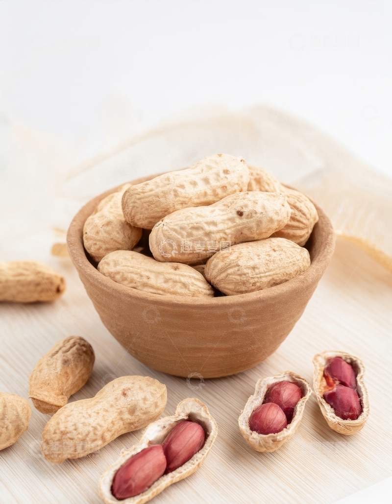 高清大图下载【趣麦麦图】陶碗装带壳花生及果仁