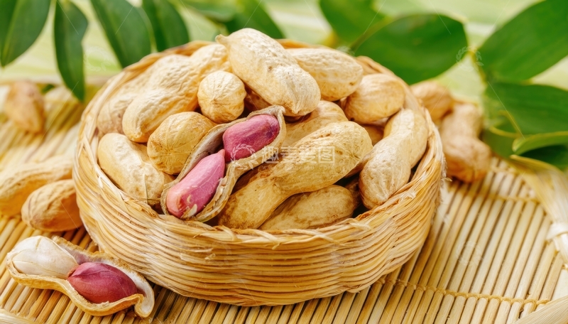 高清大图下载【趣麦麦图】竹篮装带壳花生及果仁