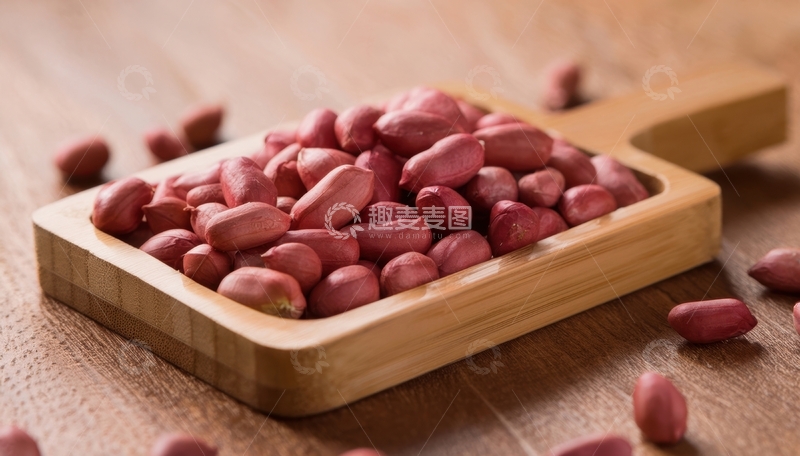 高清大图下载【趣麦麦图】木盘装红皮花生米