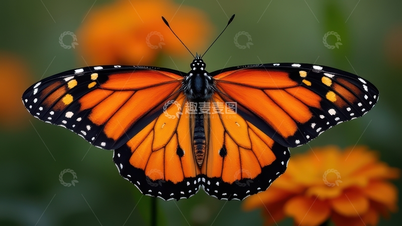 高清大图下载【趣麦麦图】橙黑相间蝴蝶