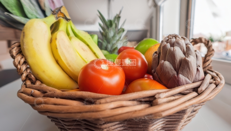 高清大图下载【趣麦麦图】篮子装多样蔬果组合