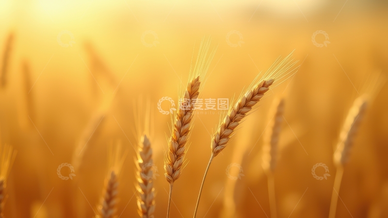 高清大图下载【趣麦麦图】夕阳下麦穗的特写光影