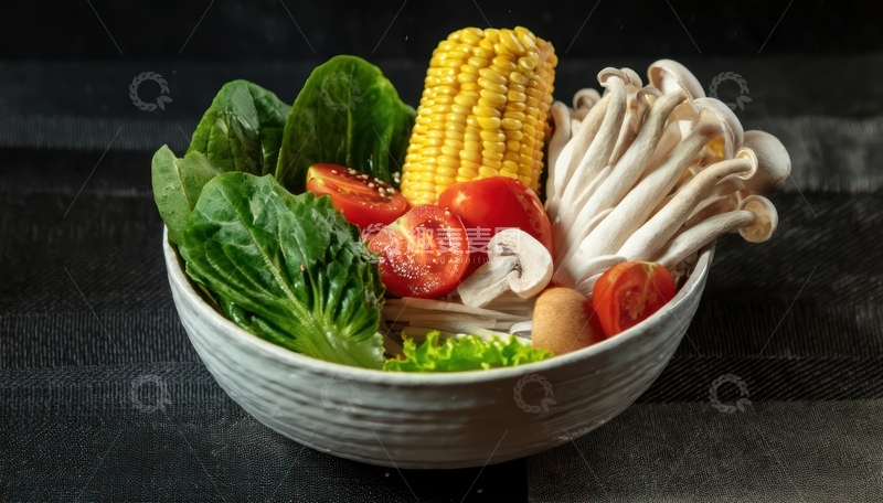 高清大图下载【趣麦麦图】碗中多彩蔬菜组合展示
