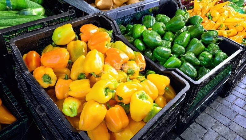高清大图下载【趣麦麦图】超市彩椒分区陈列展示