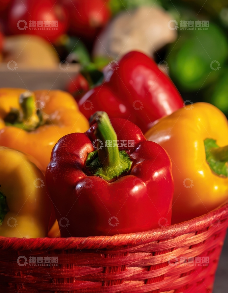 高清大图下载【趣麦麦图】篮子中多彩的彩椒