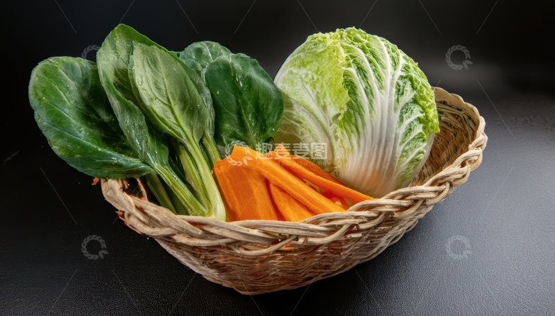 高清大图下载【趣麦麦图】篮子中的新鲜蔬菜