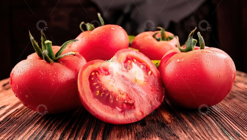 高清大图下载【趣麦麦图】木桌上的番茄静物1