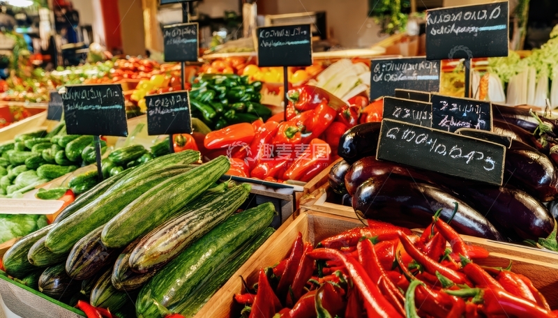 高清大图下载【趣麦麦图】市场摊位上的蔬菜陈列1