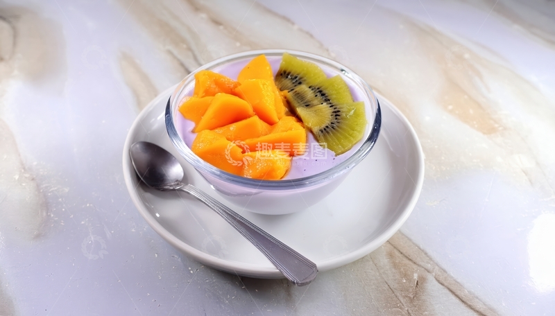 高清大图下载【趣麦麦图】碗装酸奶配水果装饰