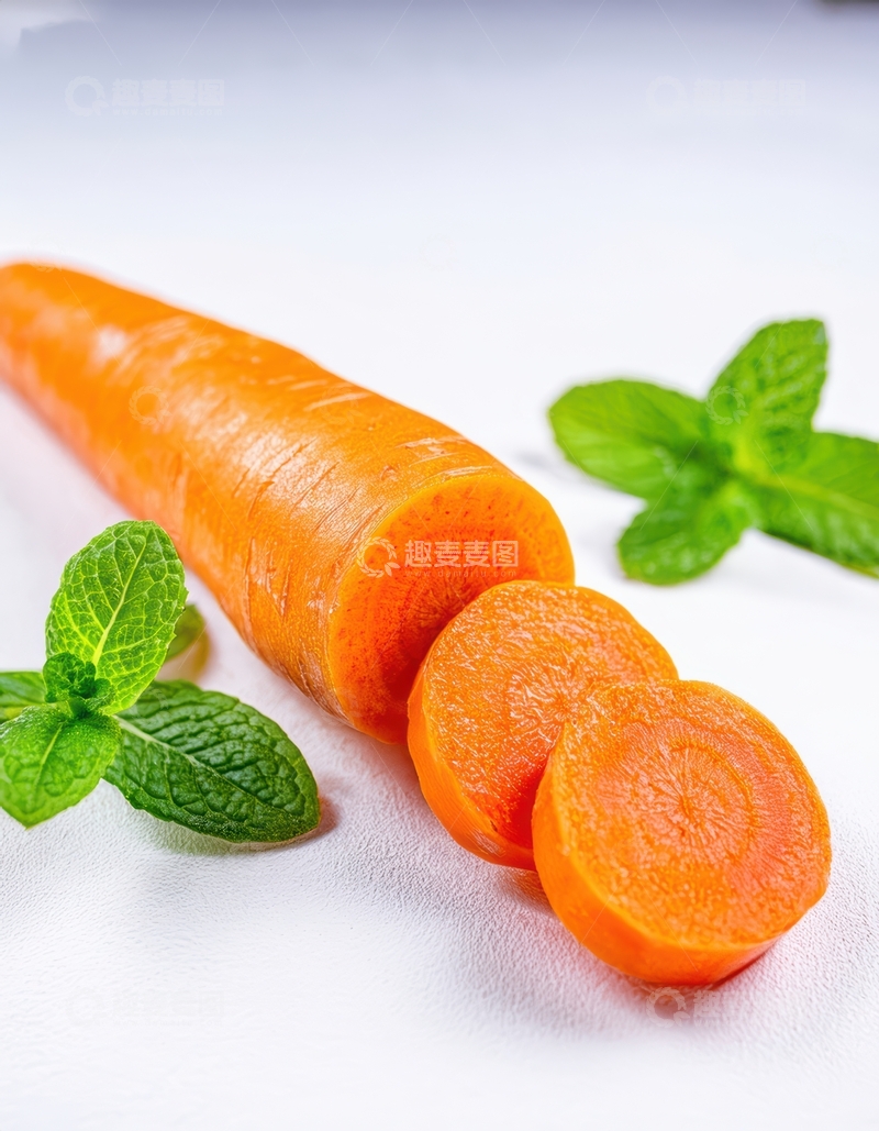 高清大图下载【趣麦麦图】胡萝卜与薄荷叶静物