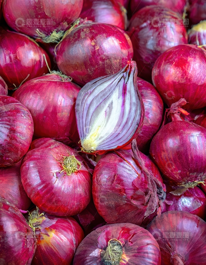高清大图下载【趣麦麦图】红洋葱堆叠特写