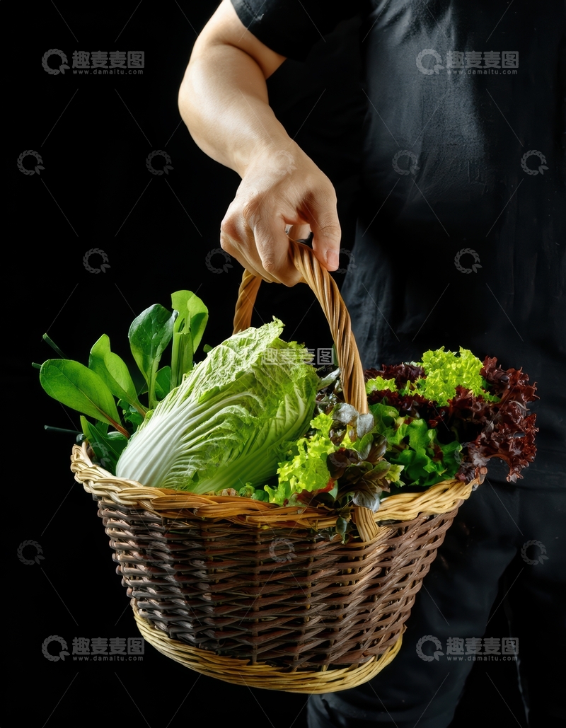 高清大图下载【趣麦麦图】人提蔬菜篮局部