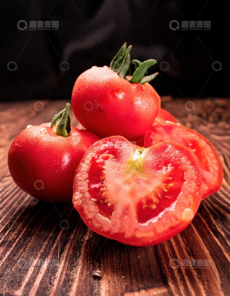 高清大图下载【趣麦麦图】木桌上的番茄静物