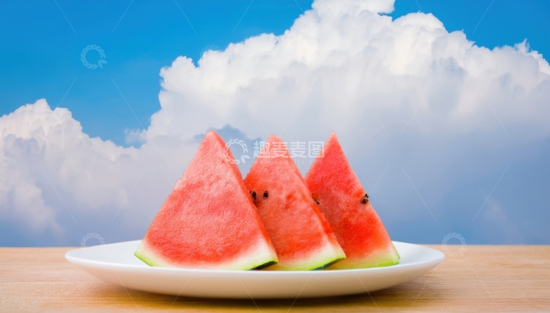 高清大图下载【趣麦麦图】木桌西瓜切块