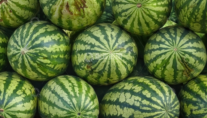 高清大图下载【趣麦麦图】众多绿皮西瓜紧密堆积