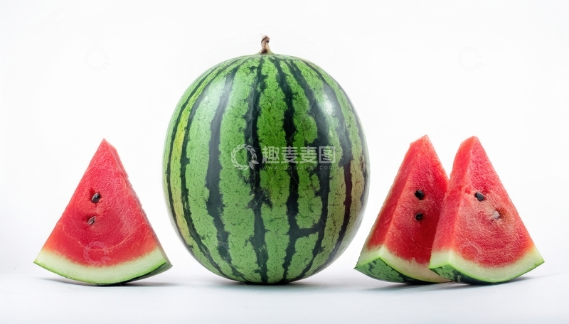 高清大图下载【趣麦麦图】完整西瓜与三角切块西瓜