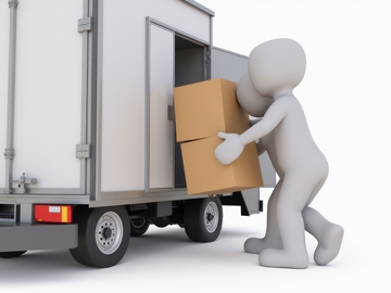 卡通人往货车装货画面