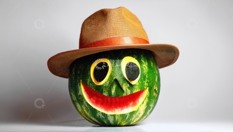 高清大图下载【趣麦麦图】戴帽子的趣味造型西瓜