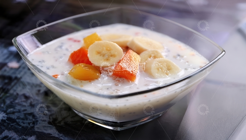 高清大图下载【趣麦麦图】方形玻璃碗水果西米组合