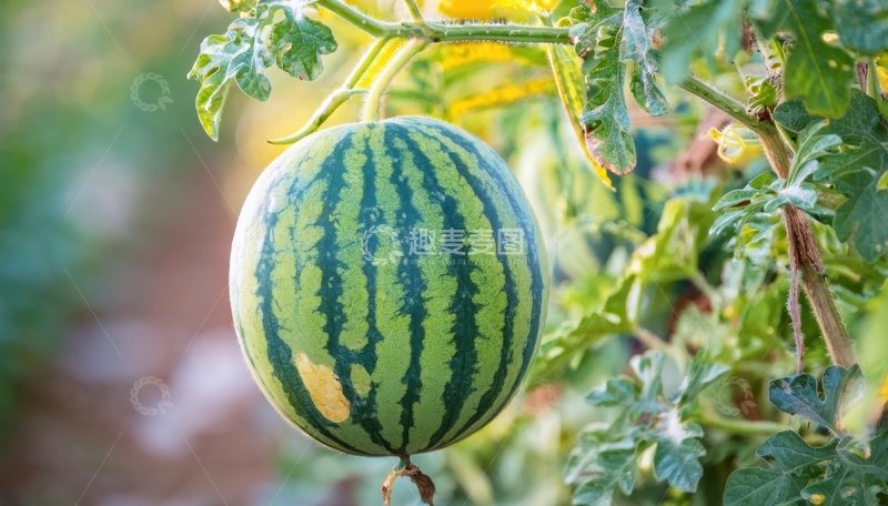 高清大图下载【趣麦麦图】藤上成熟的西瓜