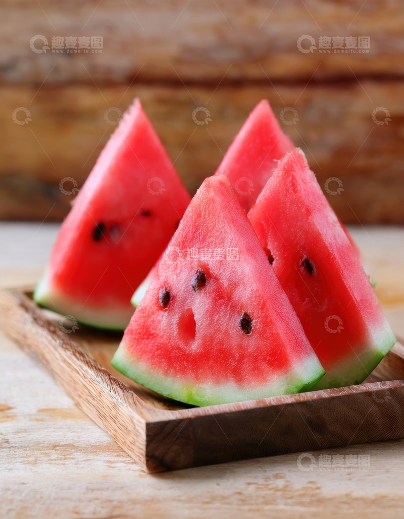 高清大图下载【趣麦麦图】切块红瓤西瓜展示